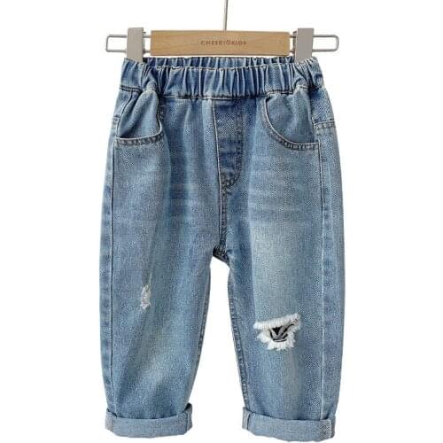 Toddler Kids Jeans Loose Casual Ripped Jeans for Girl 2 3 4 5 6 7 Years Boys Denim Pants Spring Autumn Trousers 2020 Baby Pants
