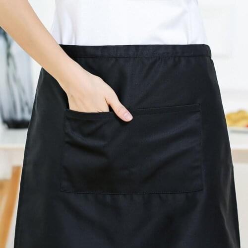 Apron Solid Color Short Half Unisex Waist Apron Hotel Server Waiter Working Supplies Household Cleaning Tools