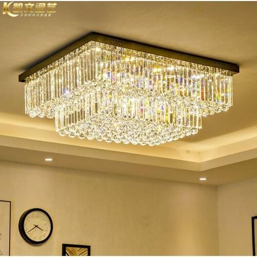 Crystal lamp rectangular living room lamp modern minimalist crystal ceiling lamp atmosphere restaurant lamp bedroom lamp