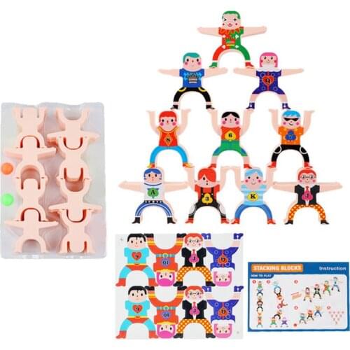 1Set Hercules Acrobatic Troupe Villain Children Puzzle DIY Building Stacking Balance Parent-child Interactive Table Game Toy