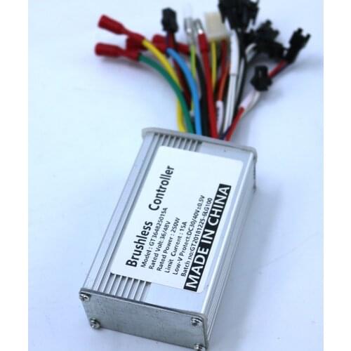 36V 48V 250W 15A BLDC Motor Controller E-bike Brushless Speed Driver Dual Mode Sensor/Sensorless Controller