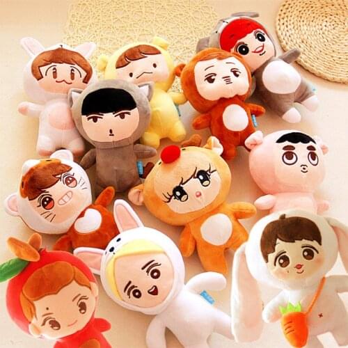Kpop EXO Fans Club Doll Plush Toy Q Character Cartoon Chanyeol Baekhyun Luhan Sehun Same Toys Gifts