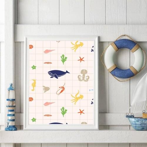 Creative marine organism Wall Art Canvas Painting Wall Pictures For Bathroom Paintings Wall Decor