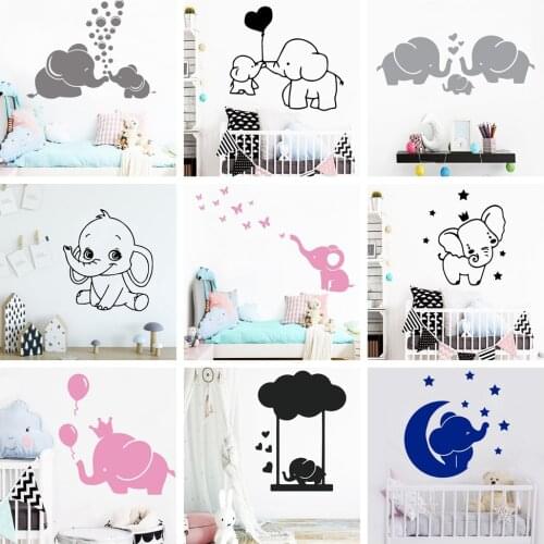 Pretty Cute Elephant Little Heart Vinyl Wall Stickers Wallpaper For Kids Rooms Diy Home Decoration Wall Decoration Murals