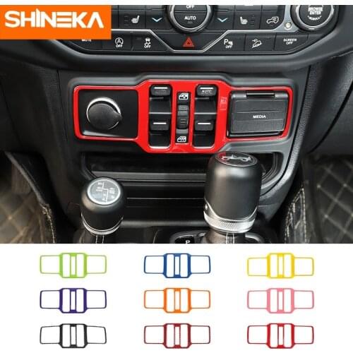 SHINEKA Car Window Control Panel Decoration Cover Sticker Accessories For Jeep Wrangler JL 2018+ For Jeep Gladiator JT 2018-2021