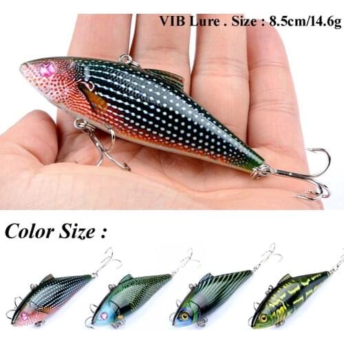NEW Colorful Painted ABS 3D Fish Eyes Bionic VIB Fishing Hard Lure Bait Hooks Tool