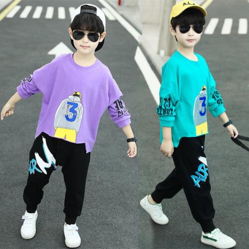 New Scoop Spring Autumn Childrens Clothes Set Baby Boys Sweatshirts + Pants 2pcs/Set Kids Beach Costume Teenage Girl Clothing