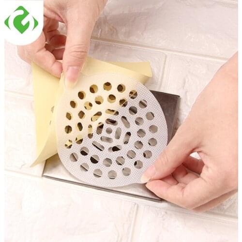 2 sizes Disposable Floor Drain Sticker Hair Filter Catcher Paster Paper Drain Hair Stopper Bathroom Kitchen Cleaning