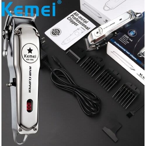 Kemei Barber Shop Rechargeable LCD Hair Clipper Oil Head Electric Hair Trimmer Men Professional Beard Trimmer Haircut Machine