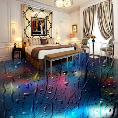 Beibehang Custom large fresco glass water droplets 3D floor thickening waterproof wear pvc environmental plastic film