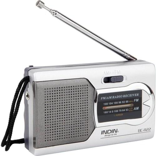BC-R22 Pocket Portable Mini AM/FM Radio Speaker World Receiver Telescopic Antenna Mini Portable AM/FM Radio Speaker