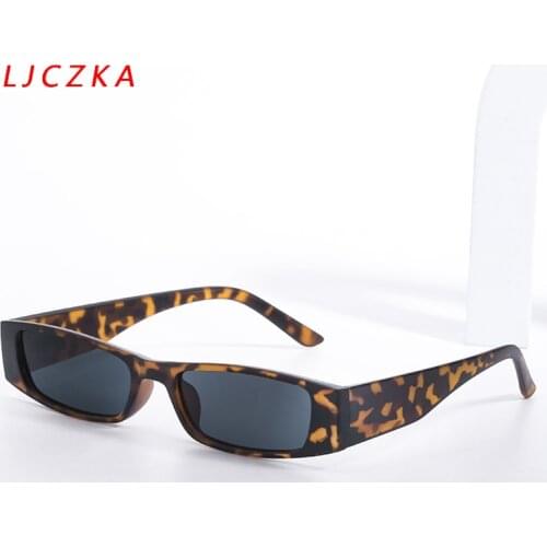 2021 Vintage Leopard Small Frame Rectangle Sunglasses Women Fashion Female Street Shooting Sun Glasses Men Driving Glasses