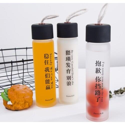 Glass Portable Water Bottle Running Fashion Kawaii Water Bottle Colorful Personality Creative Water Cup Drinking Water FF70P
