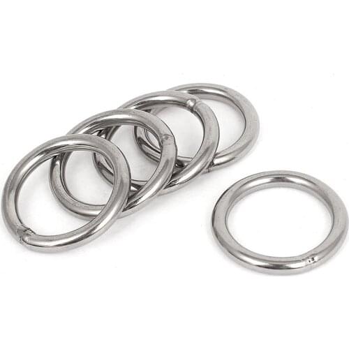 40mm x 5mm Stainless Steel Webbing Strapping Welded O Rings 5 Pcs