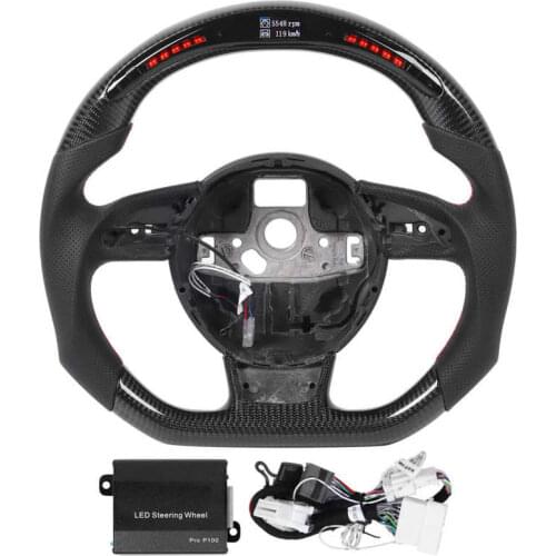 LED Shift Lights Display Steering Wheel Fit for Audi B8.5 RS3 RS4 RS5 RS6 RS7 2013-2016 Carbon Fiber Nappa Perforated Leather