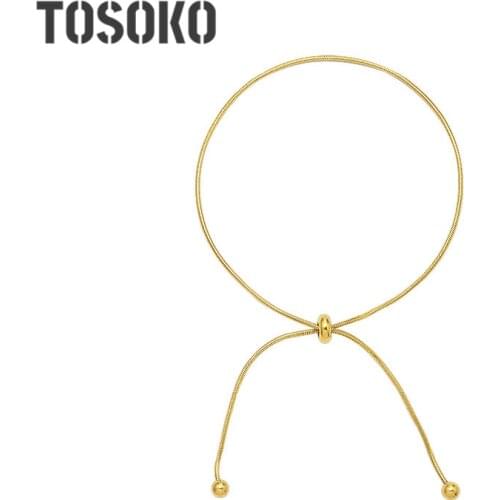 TOSOKO Stainless Steel Jewelry Adjustable Foot Chain With Round Snake Steel Ball Pulling Buckle Womens Fashion Chain BSS108