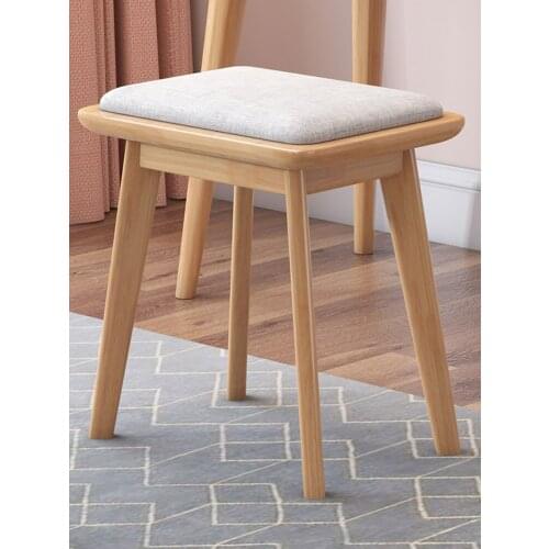 Solid Wood Dressing Stool Household Nordic Sitting Room Low Stool Meal Stool Soft Package Makeup Stool Vanity Chair