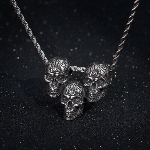 Vintage Stainless Steel Skull Head Pendant for Motorcycle Party Men Women Punk Hip Hop Pendant Punk Accessories Steel Jewelry
