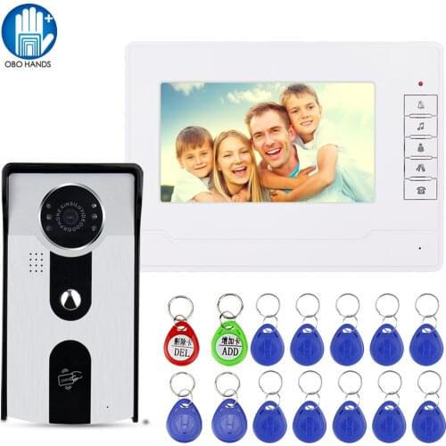 RFID Video Intercom System 7inch Color Video Door Bell Door Phone Monitor for Home IR Outdoor Camera Night Vision EM Card Unlock