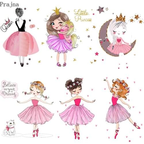 Prajna Vinyl Heat Transfer Patches Iron On Transfers For Clothing Stickers Girl Iron Patch Printed Thermal Applique Stripe Badge