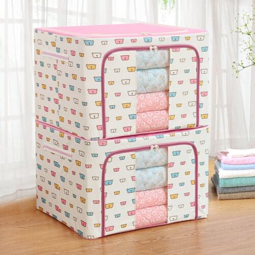 72 L Clothes Storage Box Cloth Art Clothing Finishing Box Extra Large Folding Steel Frame Wardrobe Storage Box Storage Household