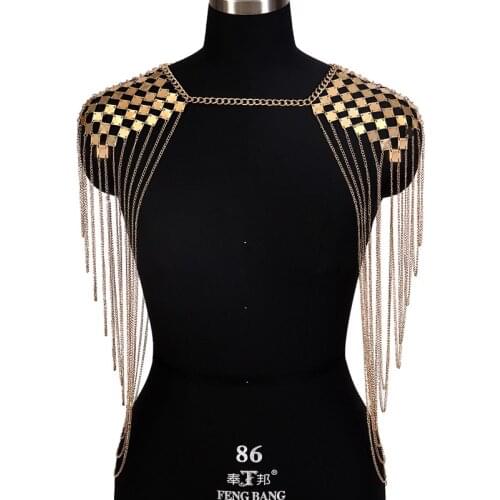 Goth Body Harness Chain Top Chest Chain Punk Fashion Metal Girl Festival Jewelry Dance Accessories Sexy Shoulder Chain Fetish