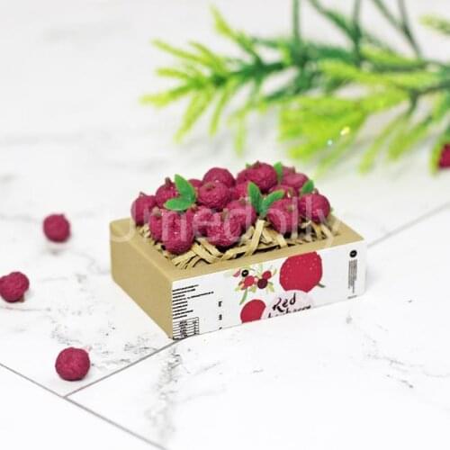 1 Set 1:12 Scale Dollhouse Miniature Red Bayberry Mini Fruit for OB11 BJD Doll Food Play Kitchen Toy