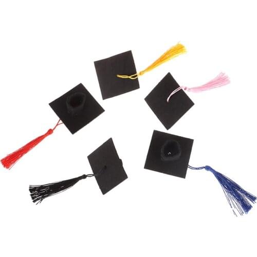 1Pc Graduation Hat Mini Doctoral Cap Costume Graduation Cap with Tassels Felt cloth+tassel
