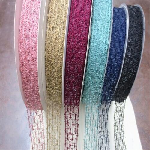 100Yards 2.5cm 38mm DIY Silk Ribbon Polyester Cloth Belt Butterfly Korean Hollow Mesh Hairpin Headdress Ribbon 226