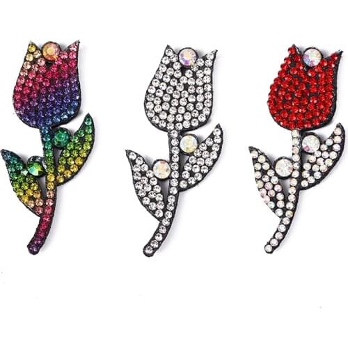 2000pcs Iron-on Rose Flower Patch Diy Patches for Clothing Appliqued Rhinestone