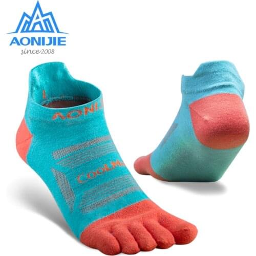 3 Pairs AONIJIE Marathon Race Socks Ultra Run Low Cut Athletic Five Toe Socks Quarter Socks Toesocks For Running Trail