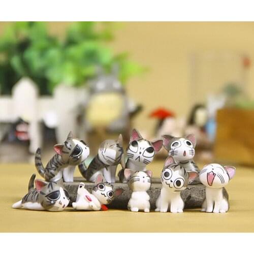9pcs/lot 2~3cm Kawaii Chis Sweet Home Cat Action Figure Diy Resin Chis Cat Figure Model Ornaments Home