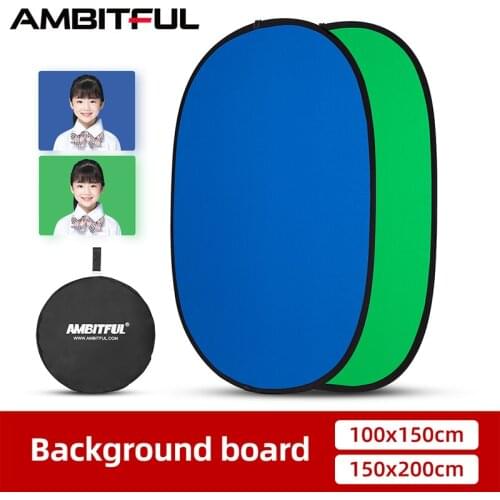 AMBITFUL 2 in 1 100x150cm or 150 x 200cm Oval Blue Green Collapsible Studio Photo Movie Special Effects Live Background Backdrop