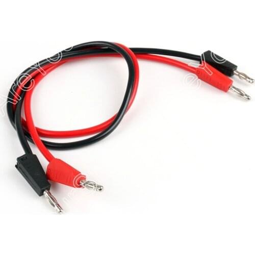 Areyourshop Sale 2x Dual-Ended 4mm Banana Plug 16AWG Test Probe Leads Stackable Cable Black+Red