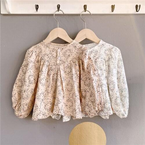 Soft breathable little girls blouse Spring autumn cotton floral long sleeve kids shirt for girls tops children jackets outwear