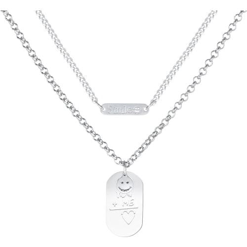 Kpop Fashion Layered Smiley Heart Pendants Necklaces For Women Y2k Stainless Steel Neck Chains Egirl Jewelry Necklaces Wholesale