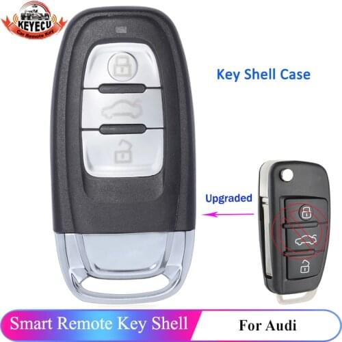 KEYECU Replacement Upgraded Smart Remote Key Shell Case Fob 3 Button for Audi A6L Q7 & Keyless-go Flip Model