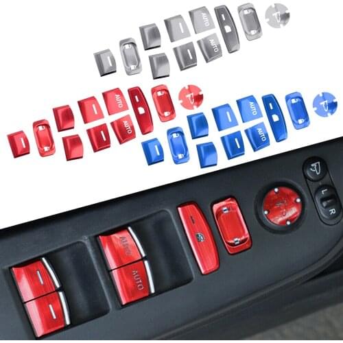CITALL 11pcs Door Window Lift Switch Sequin Lid Cover Trim Fit for Honda Civic 10th 2016 2017 2018 2019 2020 Red/Silver/Blue