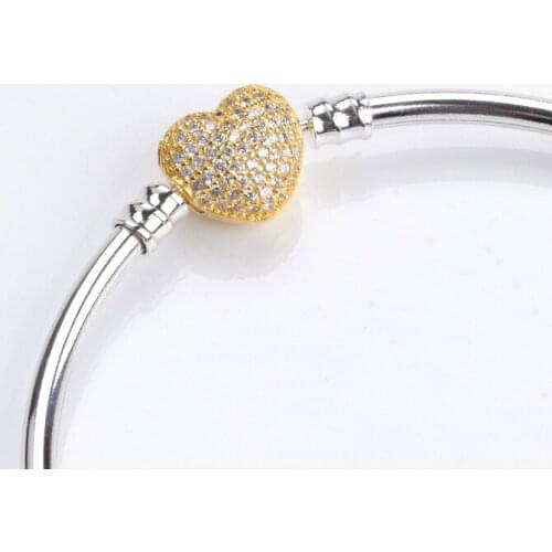 S925 Sterling Silver Water Droplet Clear Crystal Charm Heart-shaped Buckle Bracelet Full Of Diamond Love Diy Versatile Bracelet