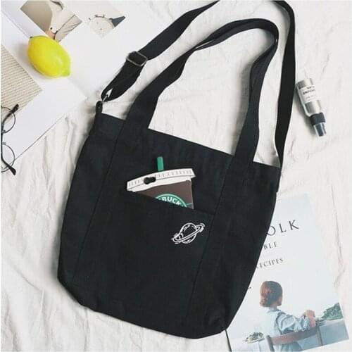 Two way reusable canvas tote shopping bag shoulder bag grocery bag