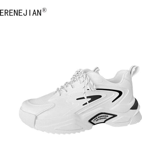 ERENEJIAN Mens Fashion Increase Sneakers 2021 New White Sport Shoes For Male Comfortable Walking Shoes Footwear Air Cushion
