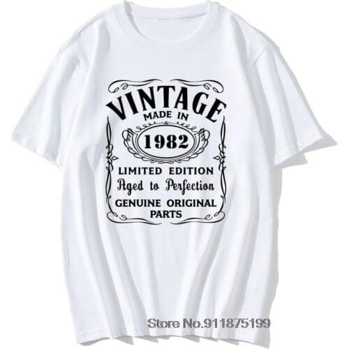 Born In 1982 All Original Parts T Shirt 39th Birthday Gift Design Cotton Retro TShirts Male Vintage Retro Boyfriends Tops Tee