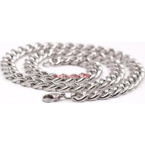 Hot sale 8"-32" Fashion Shiny 10mm/15mm Cuban Link Chain Necklace or Bracelet Stainless Steel Jewelry For Women MEN Boy Gifts