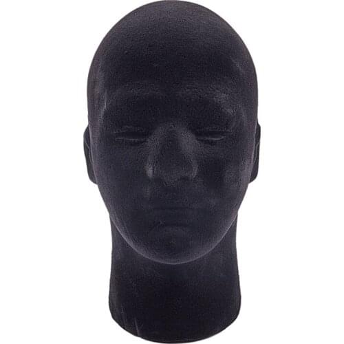 Hot Sale Male Styrofoam Foam Mannequin Manikin Head Model Wigs Glasses Cap Display Stand Black