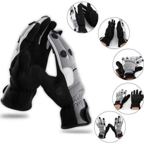 Cotton Velvet Ice Fishing Glove Winter Windproof Fishing Gloves Fishing Touchscreen Gloves With 3 Cut Fingers Outdoor Glove