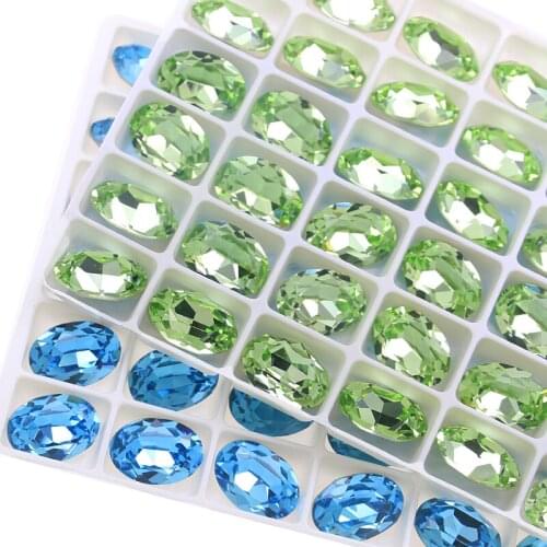 13*18mm Crystal Rhinestones Strass oval Crystal Stones pointback crystals and glass For nails art decortaions needlework clothes