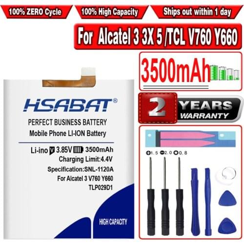 HSABAT 3500mAh TLp029D1 Battery for Alcatel 3 3X 5 For TCL V760 Y660