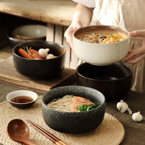 Japanese Style Ceramic Instant Noodle Bowl Creative Large Restaurant Retro Ramen Bowl Household Soup Rice Bowl Kitchen Tableware
