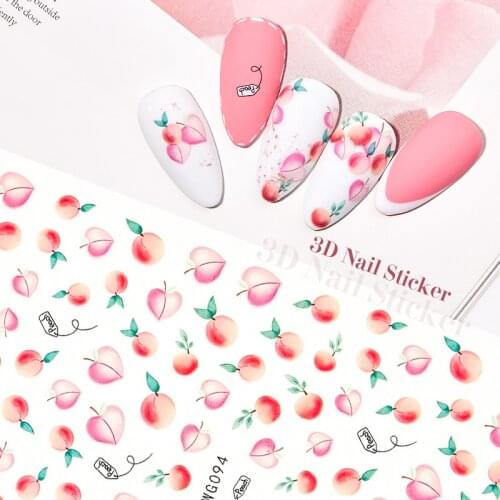 Summer Fruit 3D Nail Sticker Watermelon/Apple/Banana/Peach Nail Art Stickers Nail Art Transfer Sticker DIY Decoration