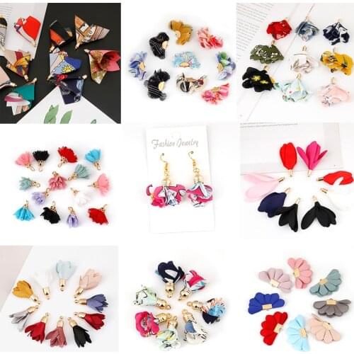 Multi option Gold Caps Cloth Flower Tassel Leather Tassel For Keychain Cellphone Straps Jewelry Fiber Fringe DIY Pendant Charms